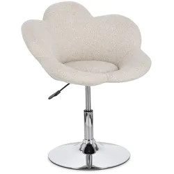 Esszimmerstuhl Fleur 2er-Set, Stoff und Chrome, modern, höhenverstellbar, beige gepolstert