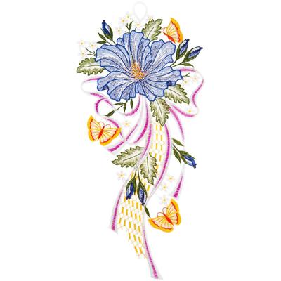 Fensterbild "Fensterbild "Hibiskusblüte" farbig", bunt, B:20cm H:43cm, Polyester, W. REUTER & SOHN - PLAUENER SPITZE, Fensterbilder