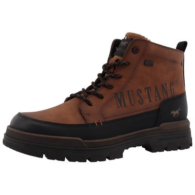 Winterboots MUSTANG SHOES "Peppin", Herren, Gr. 44, cognac, Lederimitat, kontrastfarbene Details, Schuhe Winterboots, Schnürboots, Trekkingboots mit TEX-Ausstattung