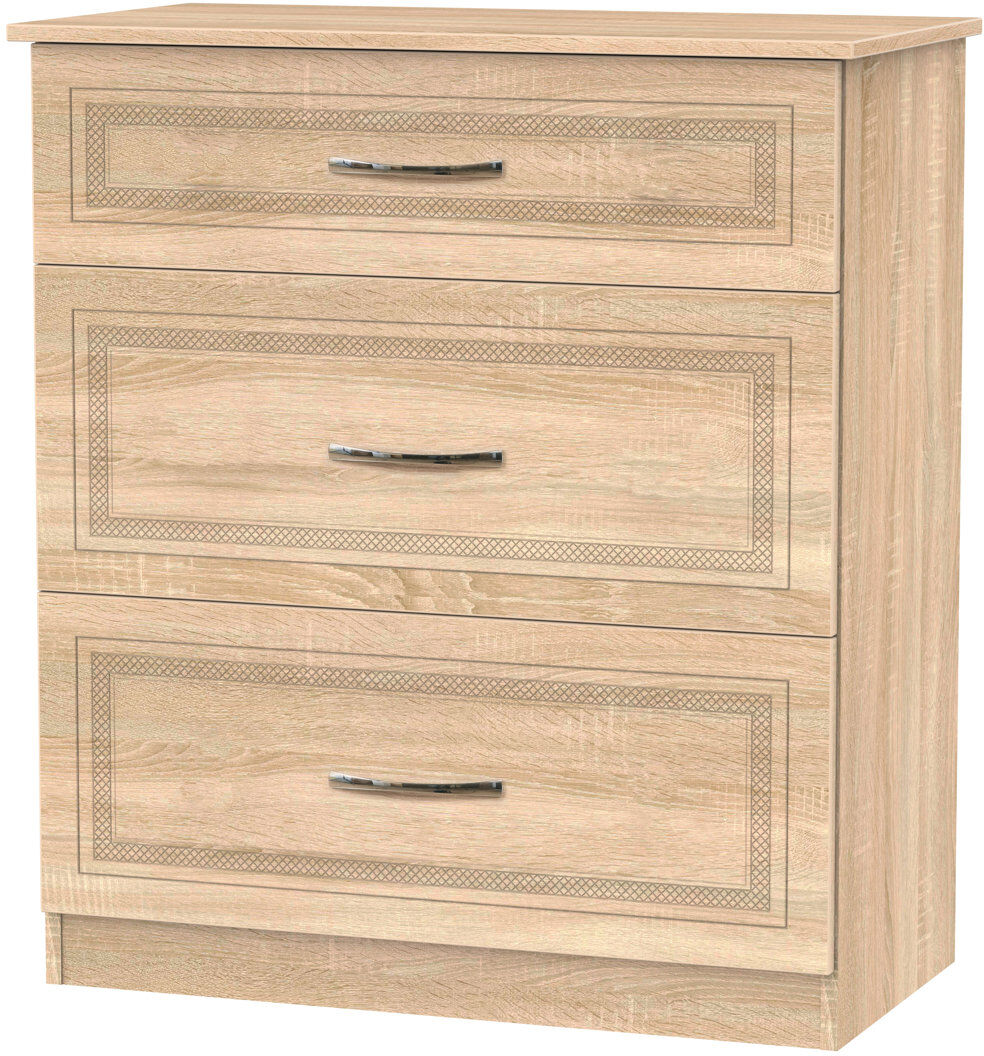 17 Stories Fully Assembled Hawthorn 3 Drawer Chest Bardolino Oak 88.5cm H X 76.5cm W X 41.5cm D