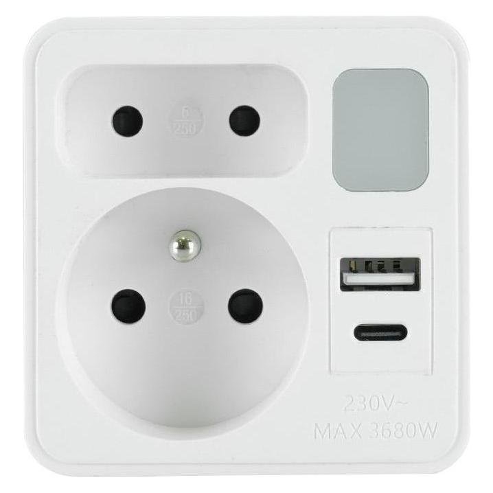 Plastrol Dual-USB-Splitter mit Lampe + USB-C (2x, USB-A, USB-C) (47754630)