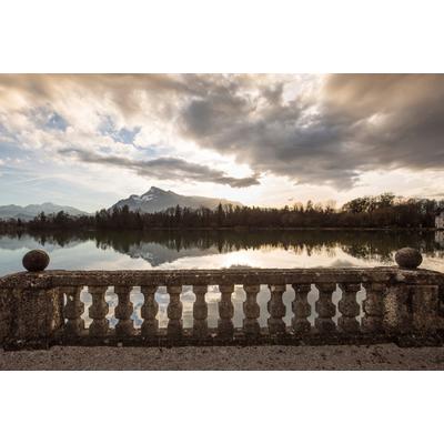 Fototapete PAPERMOON "Balkon mit Landschaft", bunt, B:4m L:2,6m, Vlies, Tapeten