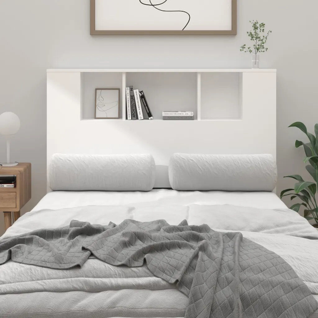 17 Stories Headboard Cabinet Engineered Wood White Small Double (4')