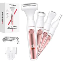 Maxgroom, Trimmer + Haarschneider, ZC-T18 Multifunktions-Damentrimmer mit austauschbaren Aufsätzen – weiss und rosa