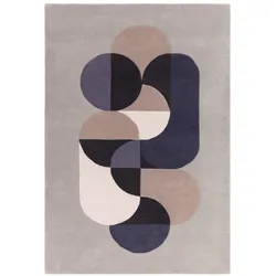 WOLLTEPPICH handgewebt HULL-Beverley, geometrisch, Hellgrau, 160 x 230 cm