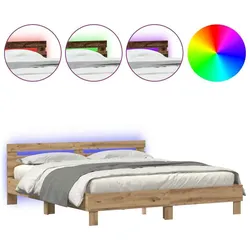 vidaXL, Bett, Bettgestell aus Holzwerkstoff Artisan Eiche 180 x 200 cm Langlebig (180 x 200 cm)