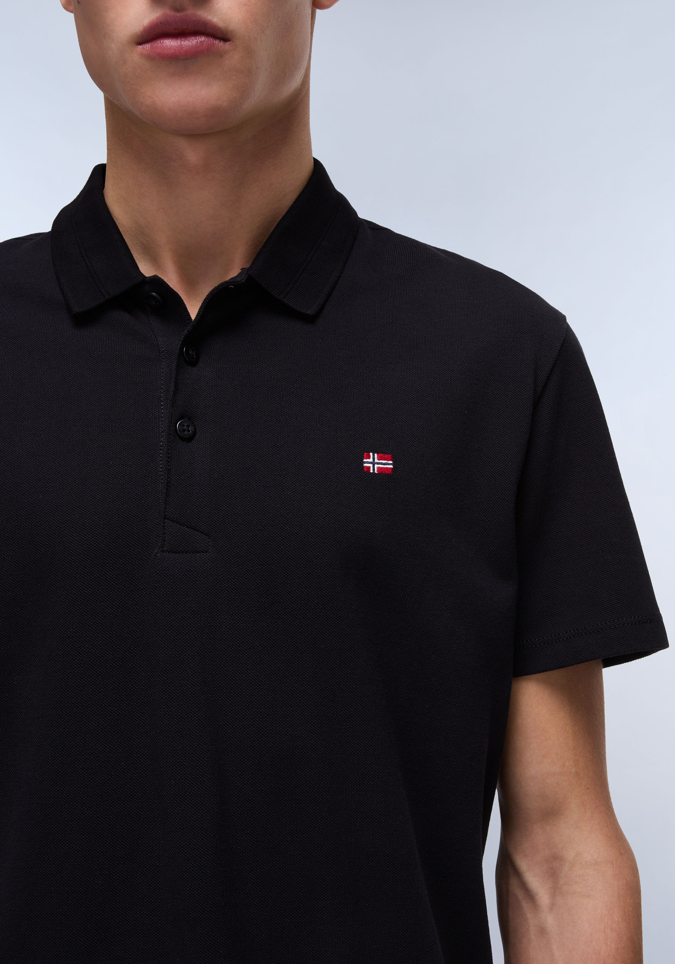 Poloshirt NAPAPIJRI "EALIS SS SUM", Herren, Gr. XXL, schwarz, Jersey, Obermaterial: 100% Baumwolle, hüftlang, Shirts Poloshirt, mit Polokragen, Kurzarm-Design, aus Baumwolle, hüftlange Schnittform schwarz XXL
