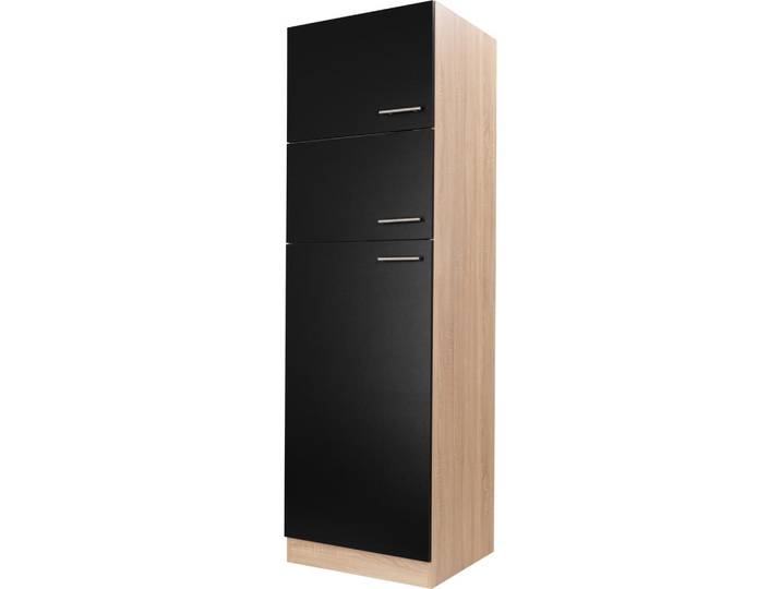 Geräteumbauschrank, Schwarz & Eiche, 60x200x60 cm, Metall, Seitenverkehrt Montierbar, Individuell Planbar