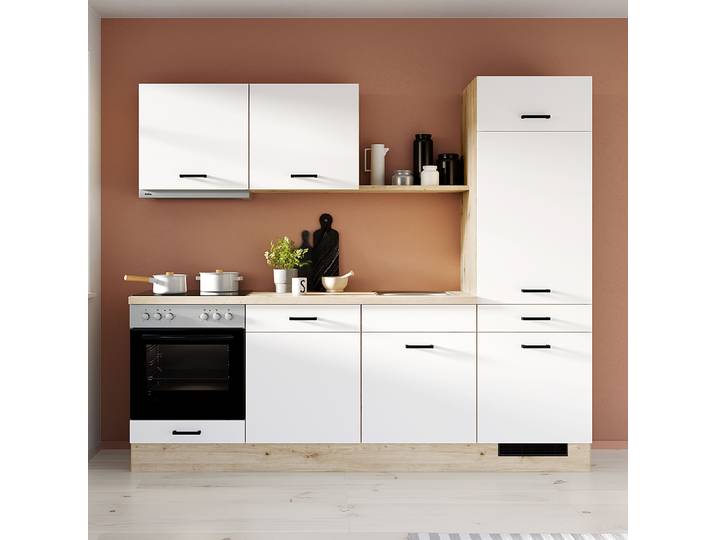 Küchenzeile Ecoo 240 cm 240 x 206 x 60cm Ausrichtung rechts Weiß/Weiß