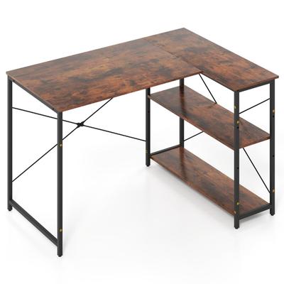 Helloshop26 - Wendbarer Eckschreibtisch 118 x 86 x 74 cm mit optimiertem Stauraum und ergonomischem Komfort in rustikalem braunem 20_0010873