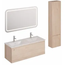 Naturel Ancona Badmöbel-Set mit Waschtisch inklusive Waschtischarmatur, Ablauf und Siphon Akazie KSETANCONA5