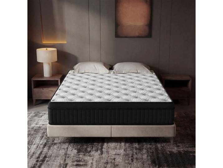 Matelas 140x190 cm Épaisseur 25 cm Hybride Mousse Ressorts Ensachés Isolation des Mouvements 7 Zones de Confort Durable & Respirant