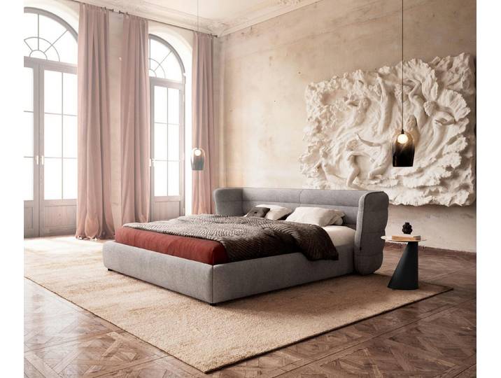 DELIFE Polsterbett Simea, Mikrofaser Grau 180x200 cm