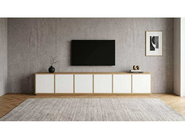 Sideboard mit weißen Türen - TV-Schrank nach Maß Eiche Natur geölt