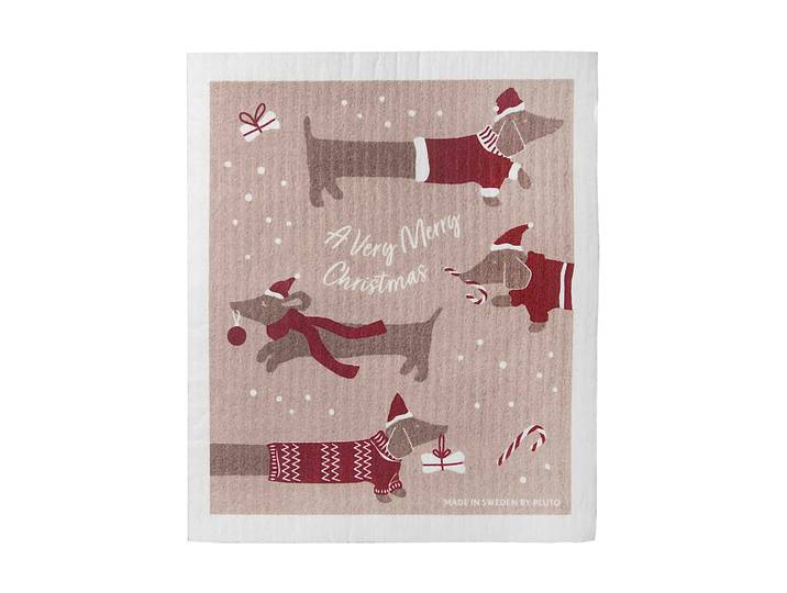 Pluto Design Torchon éponge Jolly dogs Rouge-gris