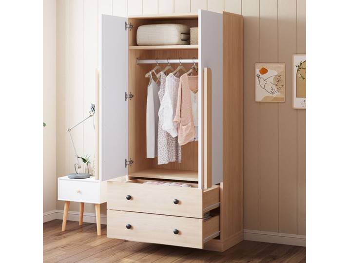 Armoire double porte - Dimensions 70x40x170 cm - Design à double porte - Tiroirs intégrés - Étagères de rangement