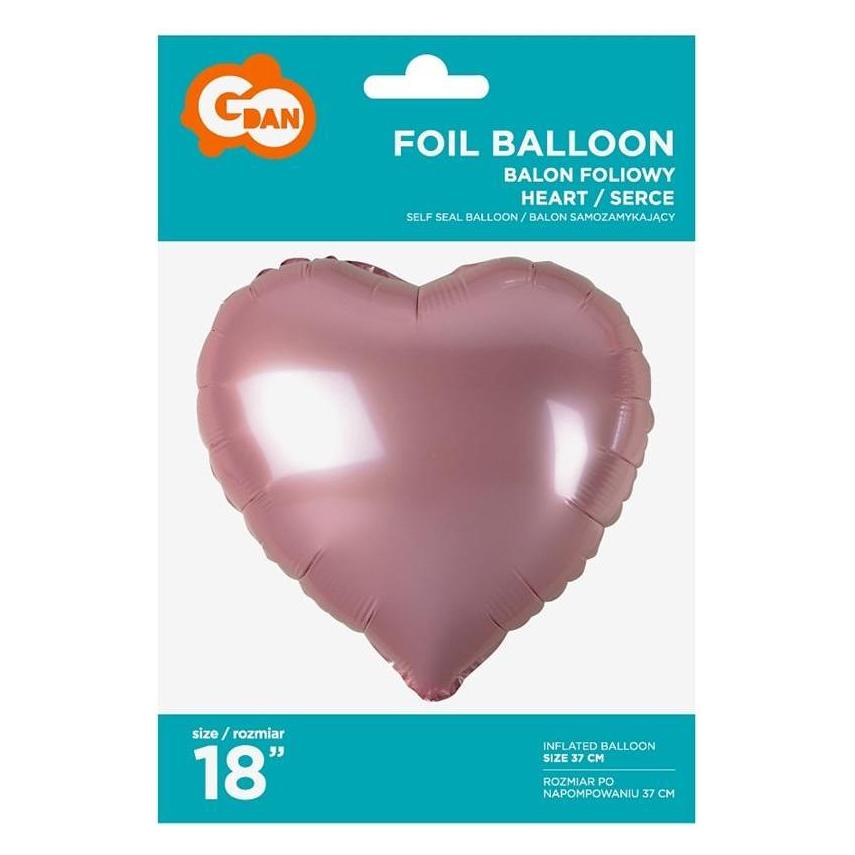GoDan Herz-Folienballon, hellrosa, 45 cm (1x) (47594525)