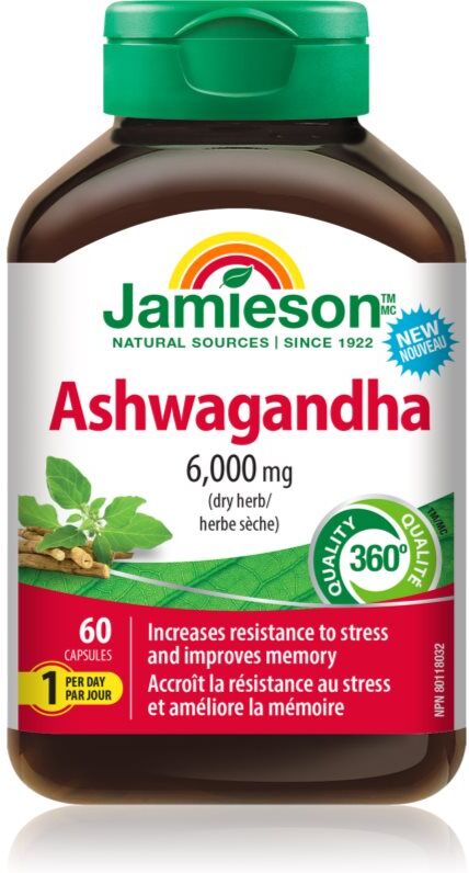 Jamieson Ashwagandha capsules pour le confort psychologique 60 cps