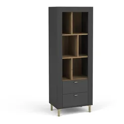 BÜCHERREGAL Monta mit 2 Schubladen, Schwarz