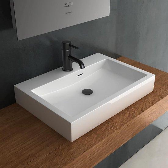 Famanu Waschbecken Wandhängend - Integrierte Überlauf - 60 x 42 cm - Weiß