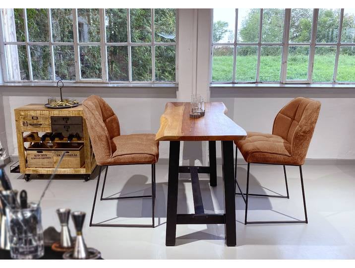 Barhocker, Chenille, Kupfer, 60×105×62 cm, Haarnadelgestell, Gutmann-Factory