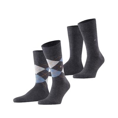 Socken BURLINGTON "Everyday Argyle Mix", Herren, Gr. 40-46, grau (anthra.mel), Baumwollmischung, normal, Socken Socken, atmungsaktiv, Einheitsgröße 40-46, Argyle-Muster