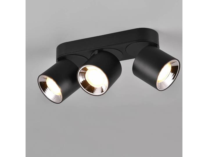 Plafondspot Guayana GU10 3-lamps zwart, zwart, Woon-/ Eetkamer, metaal, Modern, buitenspot