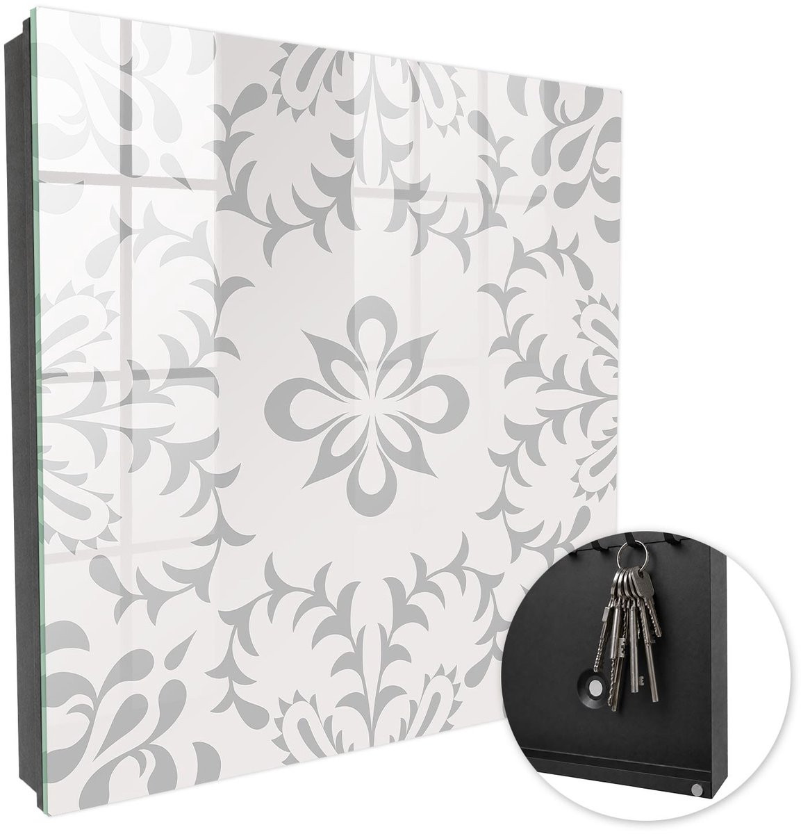 Coloray Sleutelbox met 50 haken, Grijs, B/D/H: 30 x 30 x 5 cm