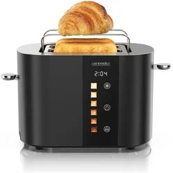 Arendo Toaster Edelstahl 2 Scheiben Kurzschlitz, Touch Display, Bräunungsgrad & Restzeitanzeige, 800 W, Toaster, Schwarz