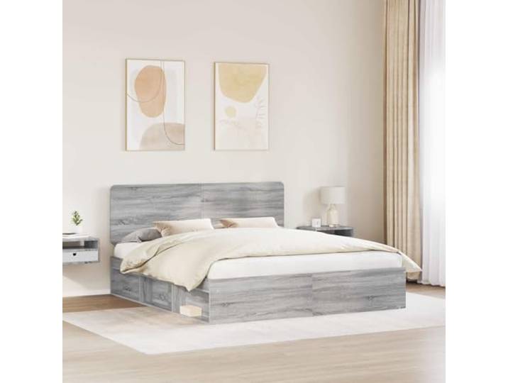 SKTQYQO Bett Kiefer massiv 180 x 200 grau Elegante Struktur, zeitgenössisches Design, klare Linien, geeignet für jedes Zimmer