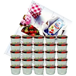 25er Set Sturzglas 230 ml To 82 Obst Deckel incl. Diamant Gelierzauber Rezeptheft