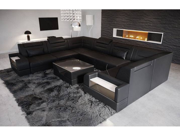 Mini Sofa Trivento U-Form aus Leder