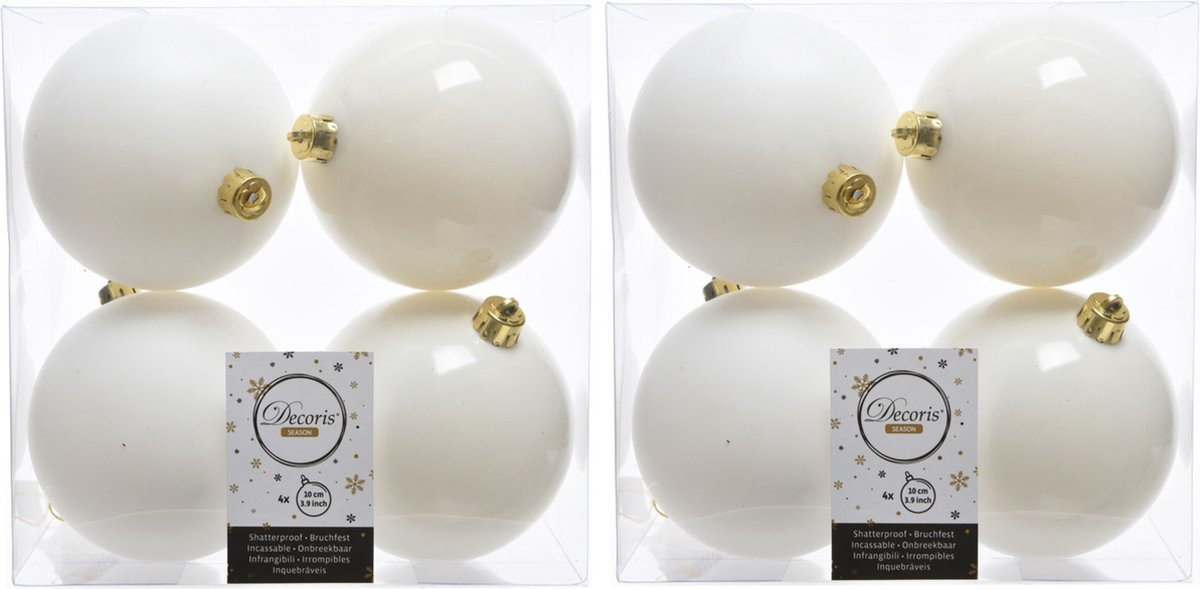 Decoris Kerstballen Wol Wit - 12 stuks - 10 cm