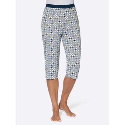 Schlafhose, Damen, Gr. 44/46, Normalgrößen, blau (himmelblau, bedruckt), 100% Baumwolle, geblümt, gemustert, mehrfarbig, Hosen Schlafhose