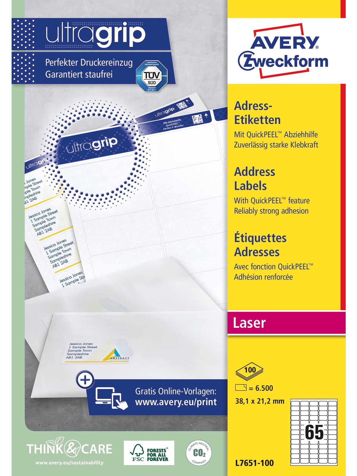 Avery Mini labels white (UltraGrip)