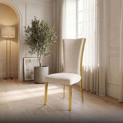 Esofastore White Fabric Upholstered Side Chairs Set Glam Cabriole Legs