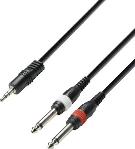 Adam Hall K3YWPP0300 Klinken Adapterkabel [2x Klinkenstecker 6.35mm - 1x Klinkenstecker 3.5 mm] 3.00m Schwarz
