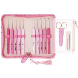 Artman ETIMO Rose Häkelnadel Set mit Softgriff 0,90 mm - 3,50 mm, Nadel