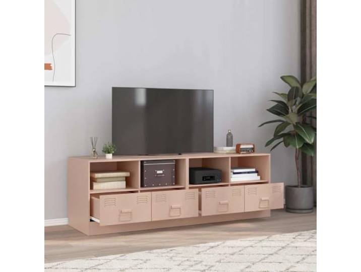 HEFZGDB TV-Schrank Set 2 Stück Rosa 67x39x44 cm Stahl Gestell mit Griffen und Stauraum für Wohnzimmer Möbel