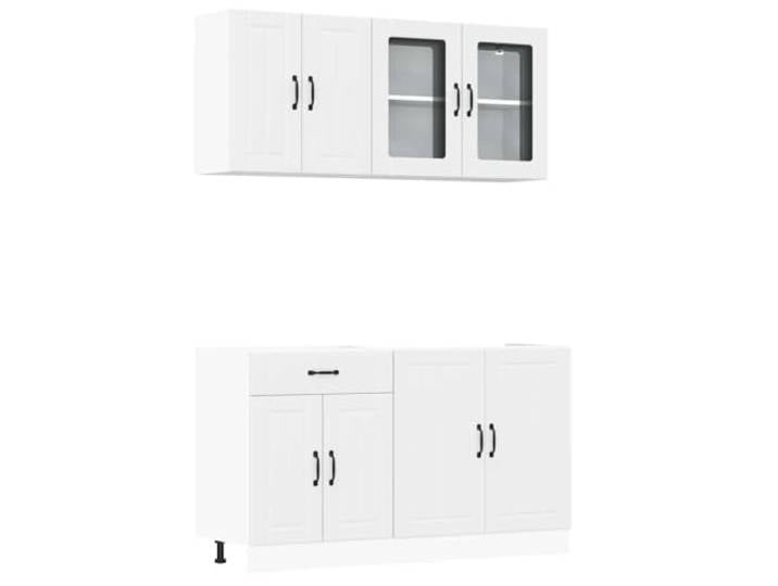 vidaXL 4-TLG. Küchenschrank-Set Lucca Weiß Holzwerkstoff
