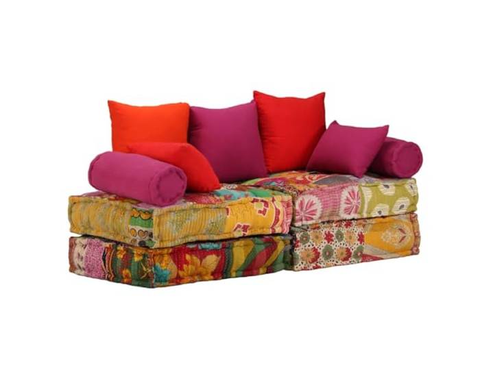 HNSMFPRE Modularer Sitzsack, 2-Sitzer, Patchwork, Stoff, Baumwolle Kann in ein Sofa oder Bett umgewandelt werden, dicke Polsterung, maximale Belastung 110 kg pro Sitz, einzigartiges Design