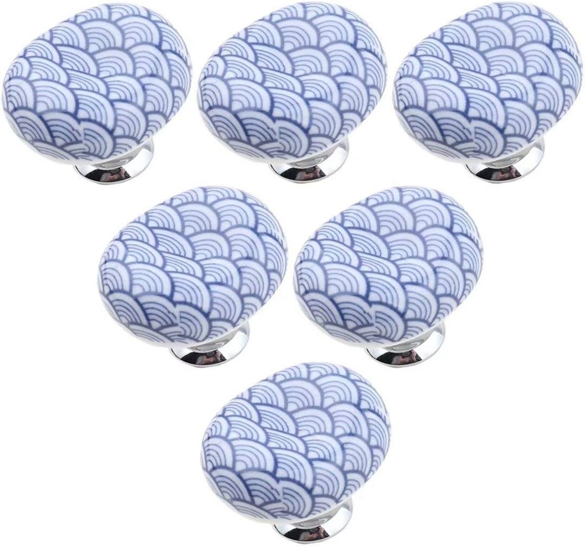 Set van 6 handbeschilderde keramische meubelknopen met cartoon decoratie, multicolor