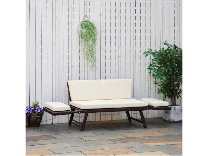 Canape Jardin 2 Places Marron Sofa Exterieur FloraGrace Pour Terrasse Balcon Accoudoirs Rabattables 129x63x67cm