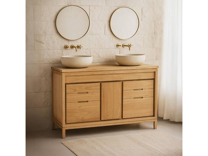 Meuble sous vasque en bois massif 120 cm - Ashwini