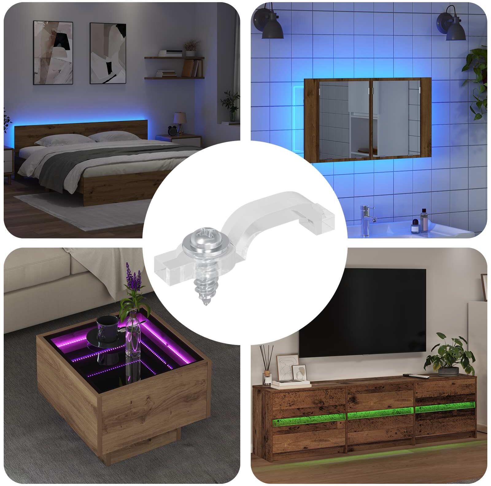 vidaXL Clips de tira LED 23,8 mm 12 uds. Transparente Transparente