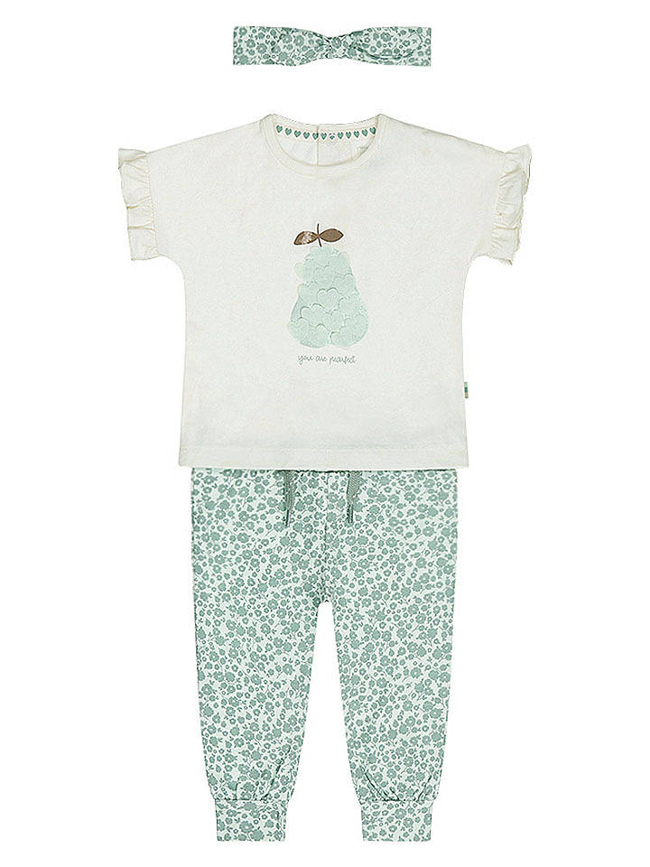 Dirkje 3tlg. Outfit in Creme/ Türkis - 116
