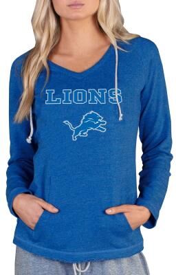 NFL Mainstream Women's Long-Sleeve Hooded Top (Size Large) Detroit Lions, Cotton,Polyester,Rayon