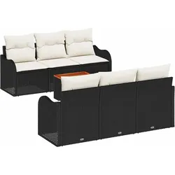 vidaXL Garten-Sofa-Set 7 pcs Schwarz, weiß