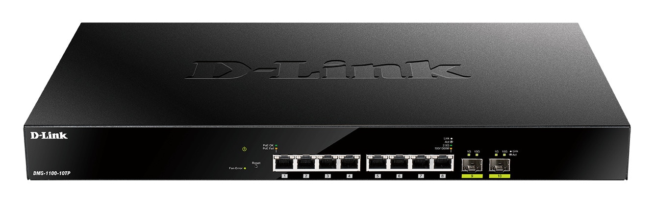 D-Link DMS-1100-10TP Smart Managed 10-Port-Multi-Gigabit-PoE-Switch