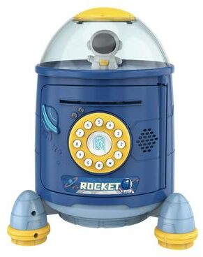 United Rocket Vault Fingerprint Piggy Bank For Kids Electronic Password Money Saving Safe Toy blue